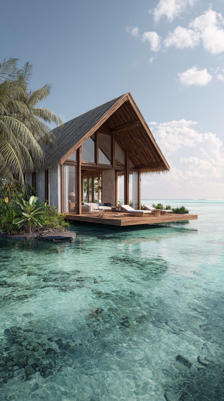 A private Blanche waterfront bungalow over turquoise water